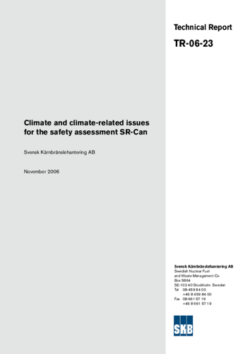 Climate and climate-related issues for the safety assessment SR-Can ...