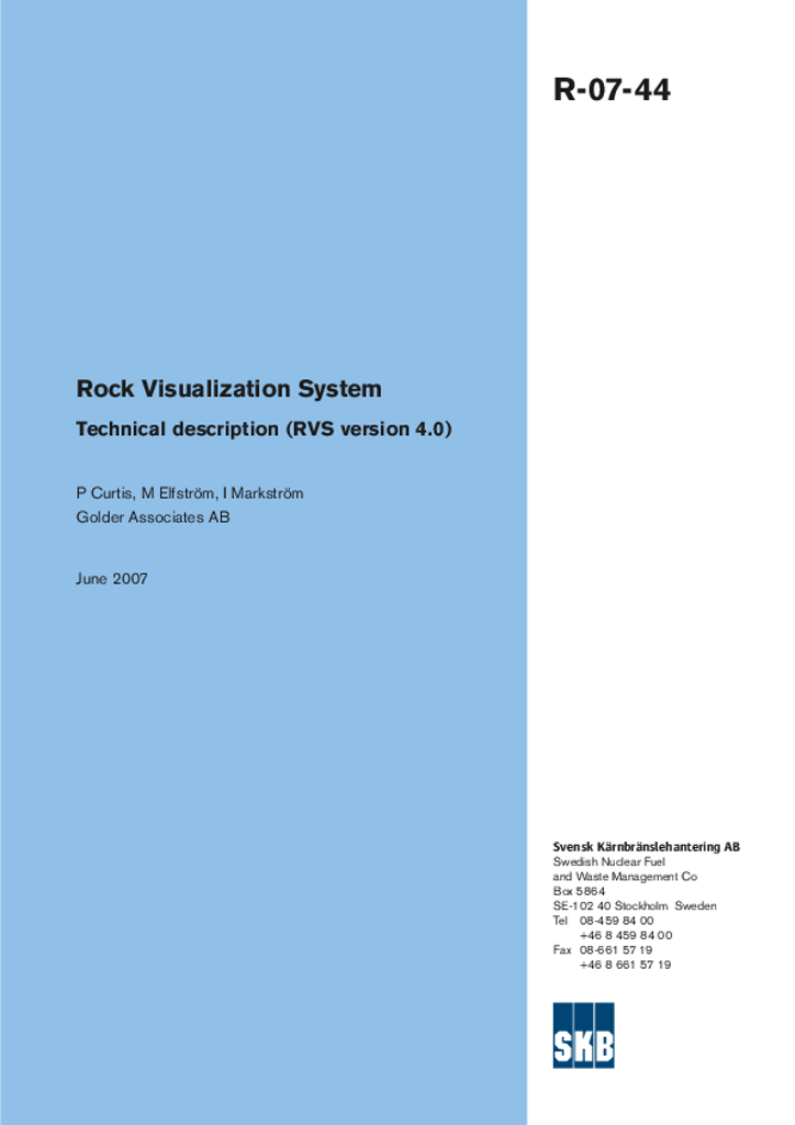 Rock Visualization System. Technical description (RVS version 4.0 ...