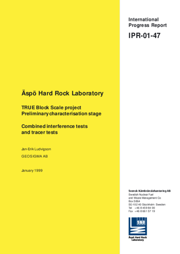 Äspö Hard Rock Laboratory. TRUE Block Scale projekt. Preliminary ...