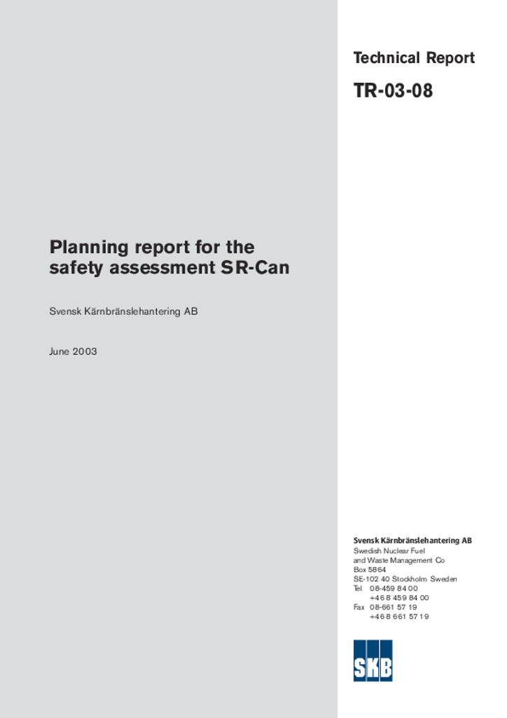 Planning report for the safety assessment SR-Can – SKB.com