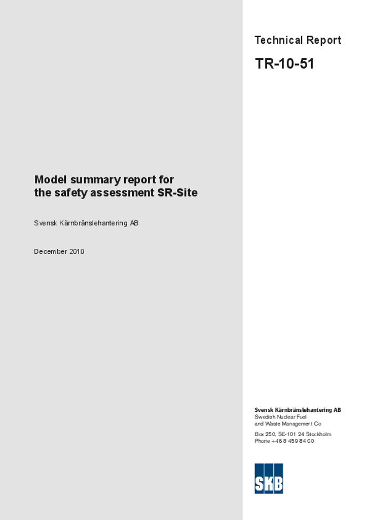 Model summary report for the safety assessment SR-Site. Updated 2015-05 ...