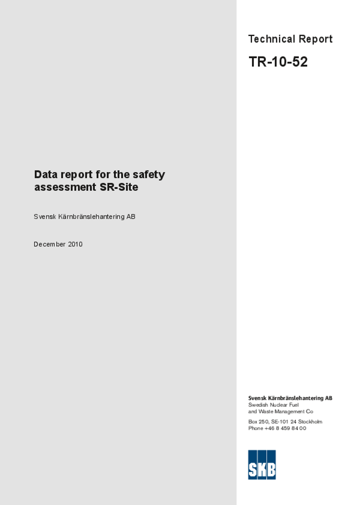 Data report for the safety assessment SR-Site. Updated 2014-01 – SKB.com