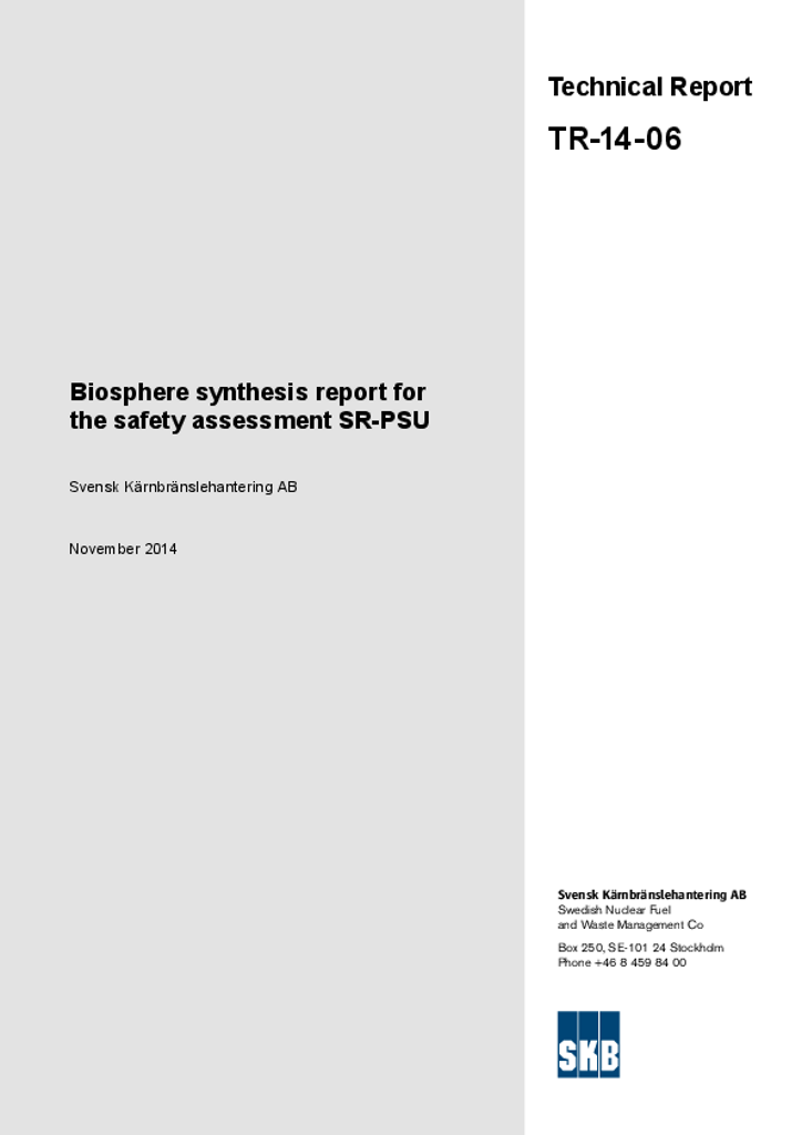 Biosphere synthesis report for the safety assessment SR-PSU – SKB.com