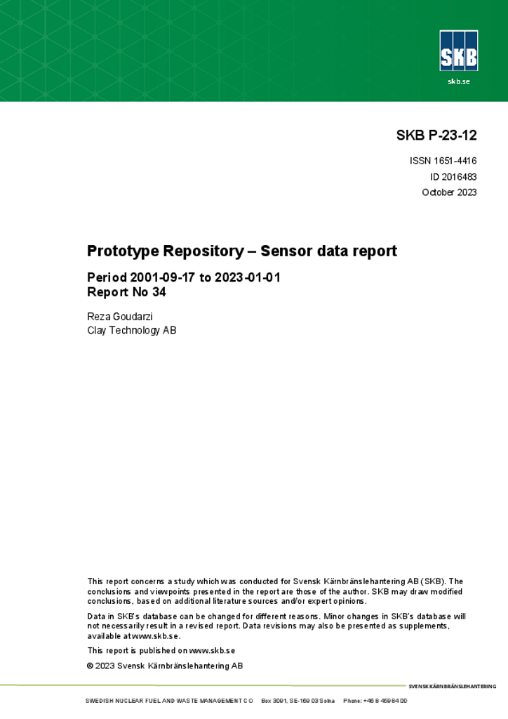 Prototype Repository – Sensor data report. Period 2001-09-17 to 2023-01 ...